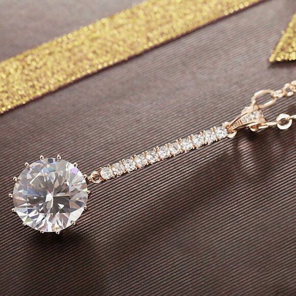 Dazzling Round Sun Flower CZ Long Pendant Necklace for Women, EVGG1112 - Picture 6 of 13